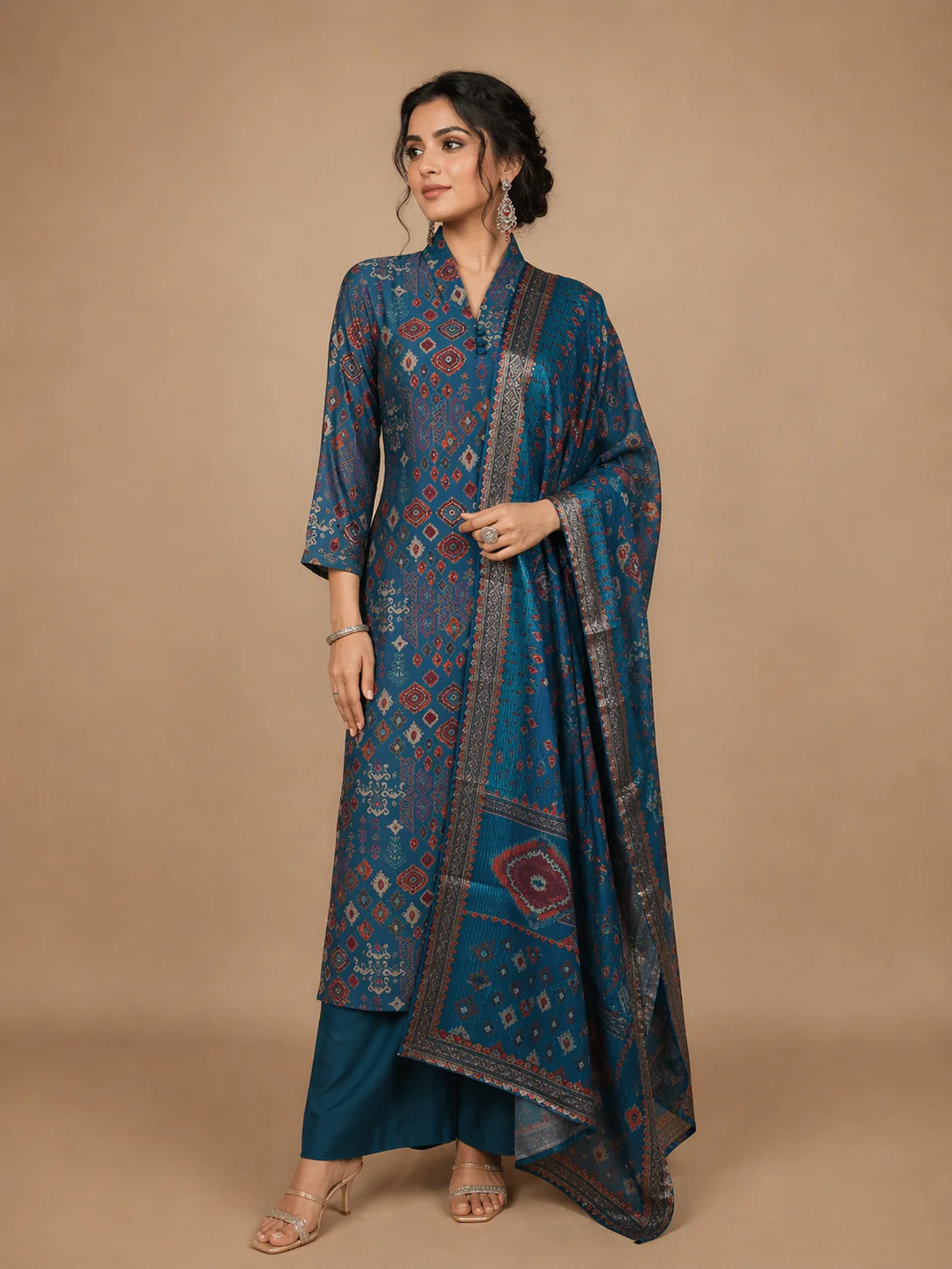 Blue Abstract Designed Cotton Salwar Suit